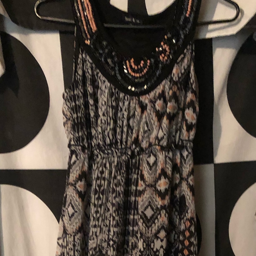 Long black colorful dress